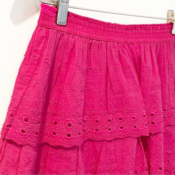 💗 3/$10 💗 House of Harlow Tiered Eyelet Skirt Fuchsia Size Small EUC - Picture 2 of 11